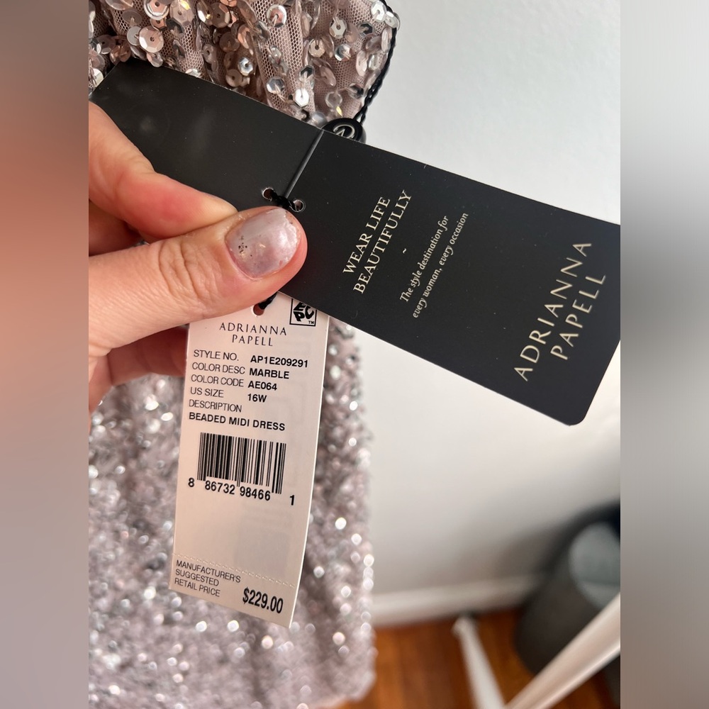 NWT Adrianna Papell Beaded Midi Dress - Picture 9 of 12